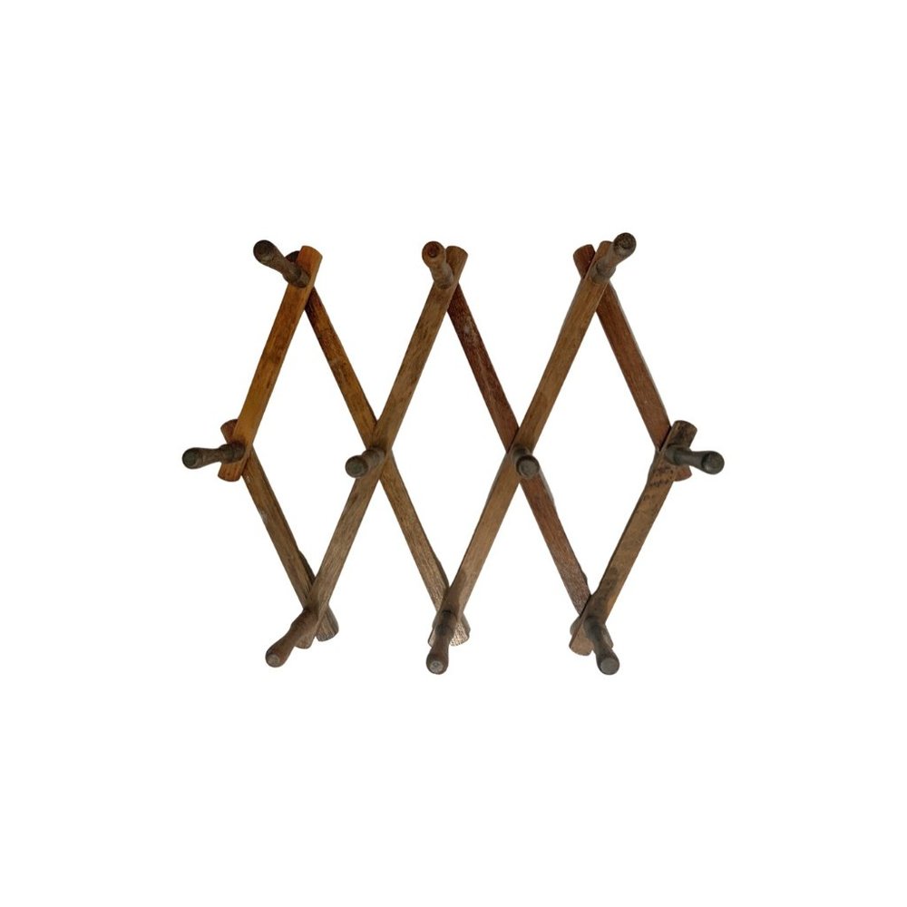 10 Peg Dark Wood Rack